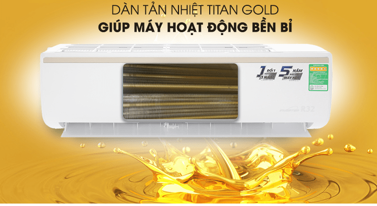 Điều hòa TCL TAC-13CSI/KE88N inverter 12000BTU 8 4. Dàn tản nhiệt Titan Gold trên điều hoà TCL 13CSIKE88N giúp máy hoạt động bền bỉ