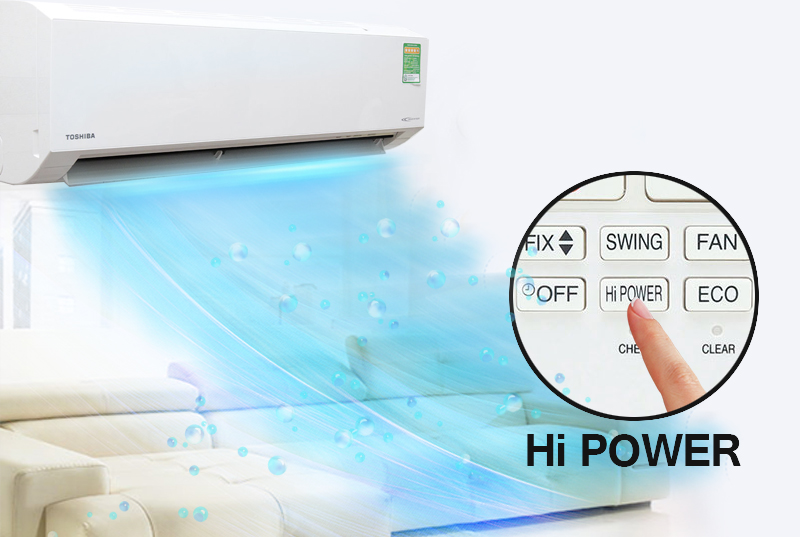 Máy lạnh Toshiba RAS-H18C4KCVG-V làm lạnh nhanh chóng với chế độ Hi Power