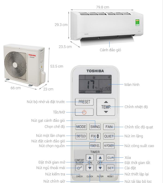 Điều hòa Toshiba 9000BTU 1 chiều inverter RAS-H10X2KCVG-V 4 1. Tổng quan điều hòa Toshiba RAS-H10X2KCVG-V 9000BTU 1 chiều inverter
