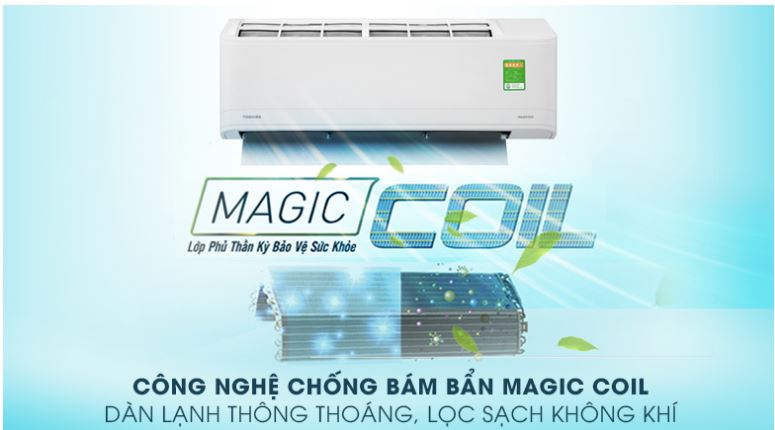 Điều hòa Toshiba 9000BTU 1 chiều inverter RAS-H10X2KCVG-V 9 4. Điều hòa Toshiba 9000BTU RAS-H10X2KCVG-V sở hữu công nghệ độc quyền chống bám bẩn Magic Coil