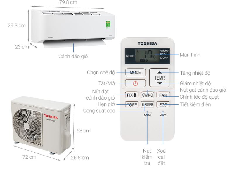 1. Tổng quan điều hòa Toshiba RAS-H13C2KCVG 12000BTU 1 chiều inverter