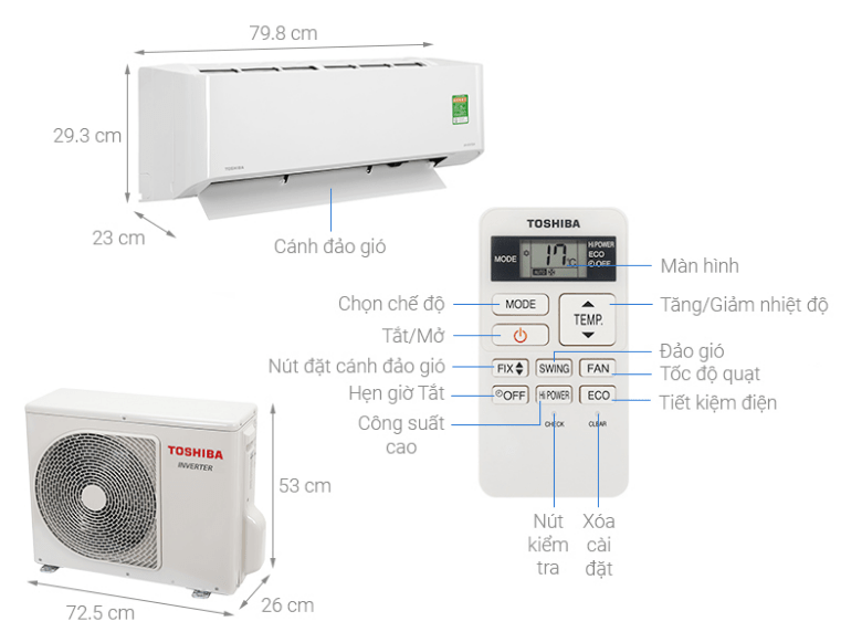 Điều hòa Toshiba RAS-H13L3KCVG-V inverter 12000BTU 6 1. Hình ảnh tổng quát Điều hòa Toshiba RAS-H13L3KCVG-V inverter 12000BTU