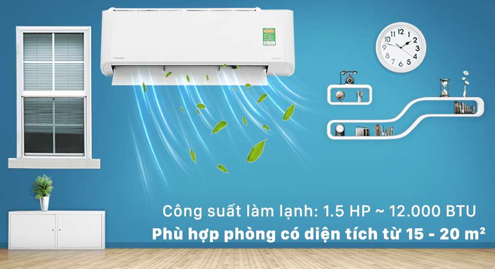 Điều hòa Toshiba RAS-H13L3KCVG-V inverter 12000BTU 7 2. Điều hòa Toshiba RAS H13L3KCVG-V phù hợp diện tích căn phòng từ 15 - 20 m2