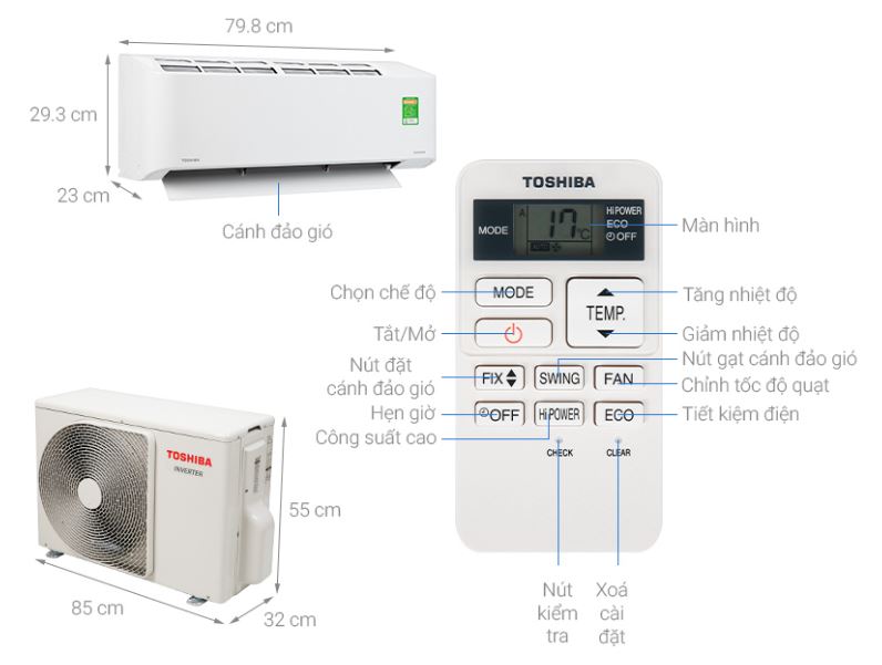 Điều hòa Toshiba RAS-H18C2KCVG-V 18000BTU 1 chiều inverter 6 1. Tổng quan điều hòa Toshiba RAS-H18C2KCVG-V 18000BTU 1 chiều inverter