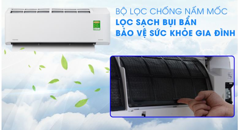 Điều hòa Toshiba RAS-H18C2KCVG-V 18000BTU 1 chiều inverter 10 4. Máy lạnh Toshiba H18C2KCVG-V giúp bảo vệ sức khỏe tốt hơn với bộ lọc chống nấm mốc