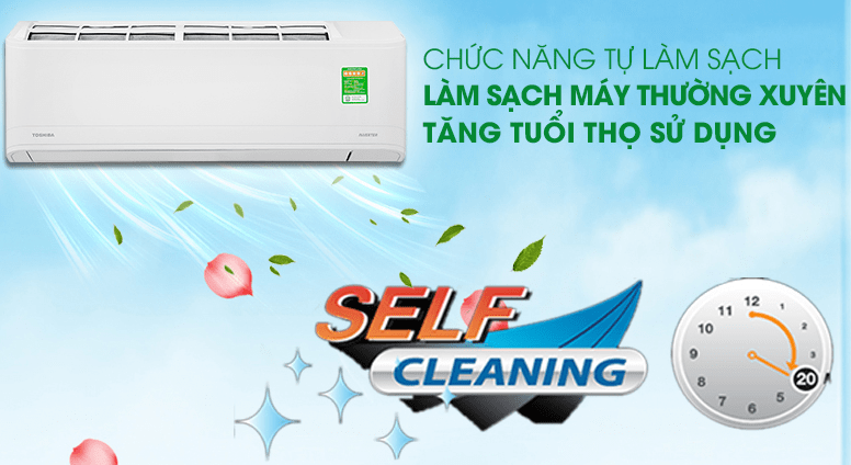 9. Chức năng tự làm sạch thông minh trên điều hoà 18000btu Toshiba RAS-H18E2KCVG-V
