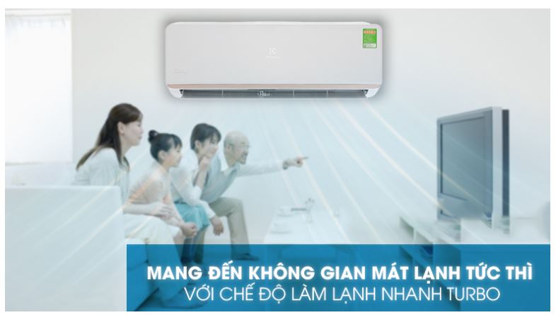 4. Điều hòa inverter Electrolux ESV09CRR-C6 làm mát lạnh tức thì với chế độ làm lạnh nhanh Turbo