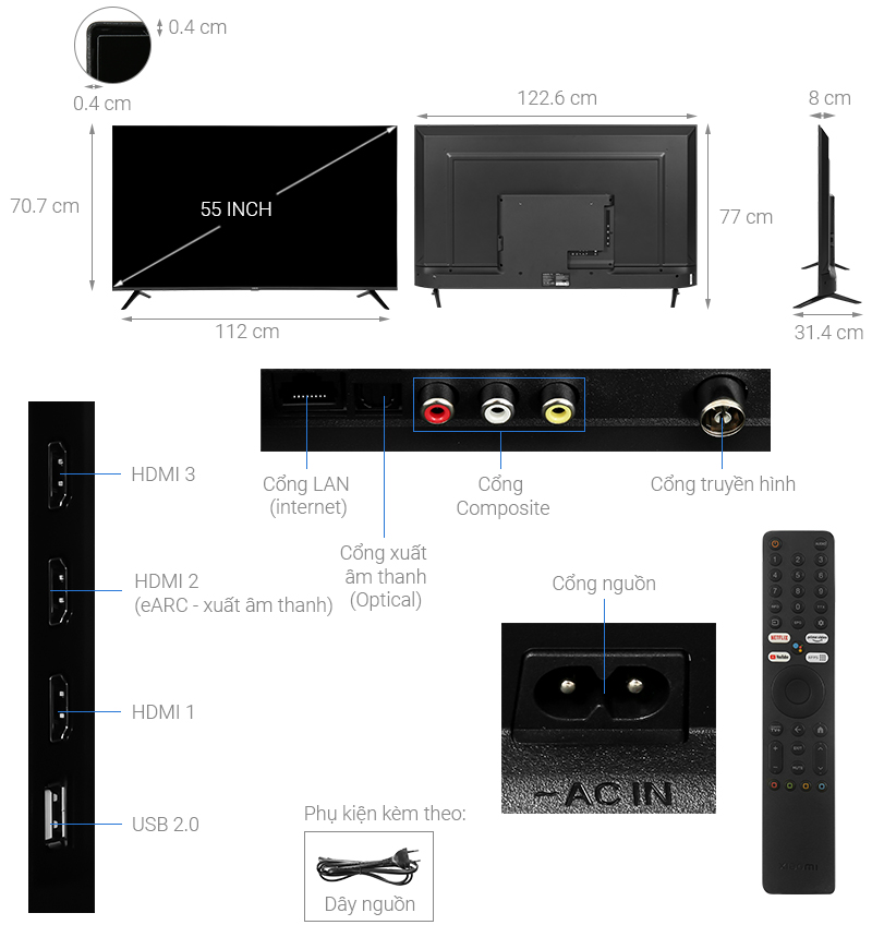 Google Tivi Xiaomi A 4K 55 inch L55M8-P2SEA 4 Google Tivi Xiaomi A 4K 55 inch L55M8-P2SEA
