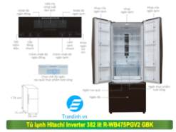 Hình ảnh mô tả tổng quan tủ lạnh Hitachi R-WB475PGV2 GBK