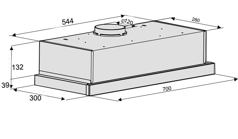 Máy hút mùi âm tủ Kocher K-6270 (70cm) 7 Kích thước lắp đặt