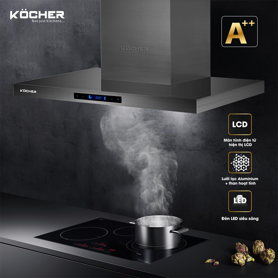 2. Máy hút mùi Kocher K-225MI (90cm) có thiết kế sang trọng