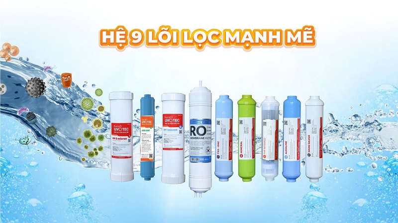 Máy lọc nước nóng lạnh Karofi Livotec 612 6 Hệ thống 9 lõi lọc mạnh mẽ - Nước sạch ngon đầy dưỡng chất