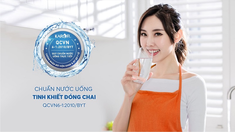 Máy lọc nước nóng lạnh Karofi Livotec 612 10 Nước sau lọc đạt chuẩn nước uống tinh khiết đóng chai