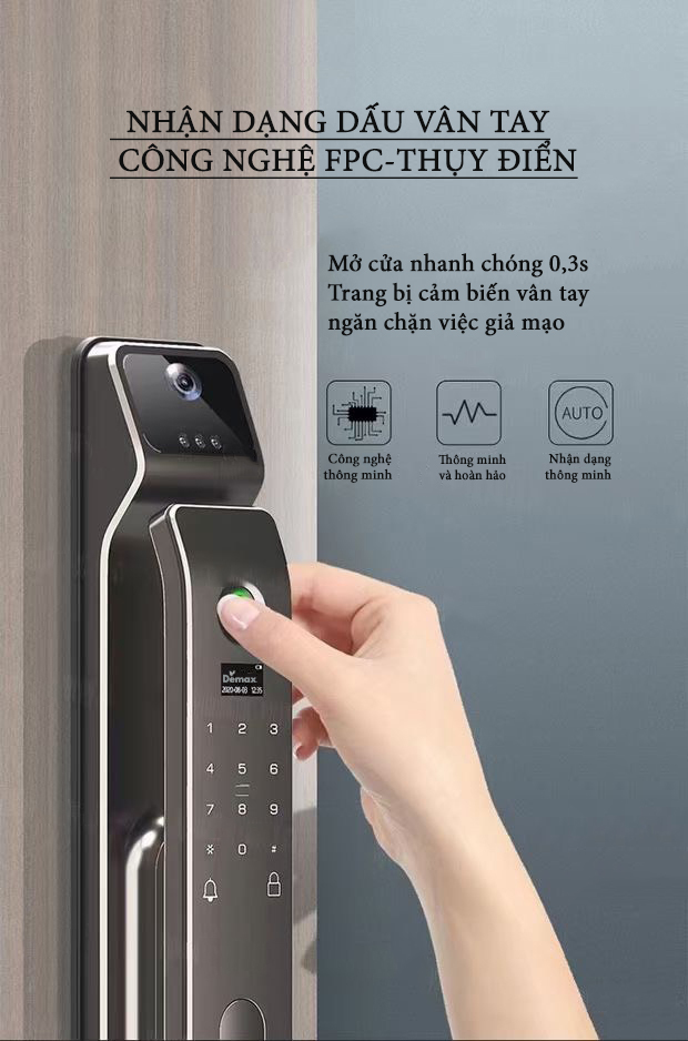 Khóa cửa điện tử Demax SL928 PG/DG 3 3. Các chức năng bảo mật tiên tiến cao cấp.