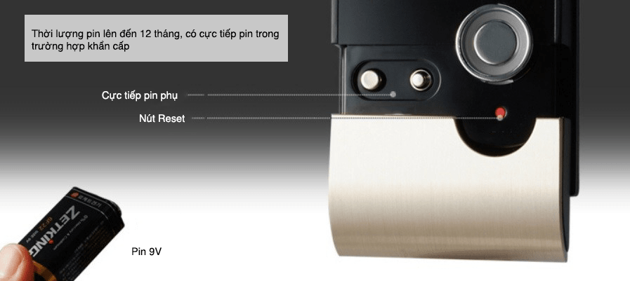 Thông tin nguồn điện trên khoá mã số, khoá điện tử Gateman V50FH