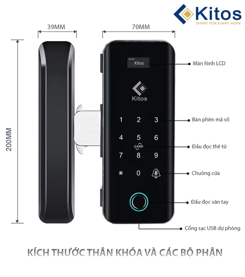 6. Khóa vân tay Kitos KT-GL50 lắp đặt dễ dàng nhanh chóng