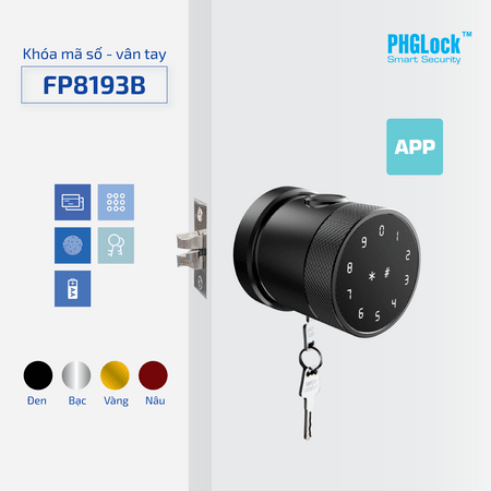 Khoá cửa mã số - Vân tay PHGLock FP8193 2 Khoá cửa điện tử PHGLock FP8193 có thiết kế sang trọng, hiện đại