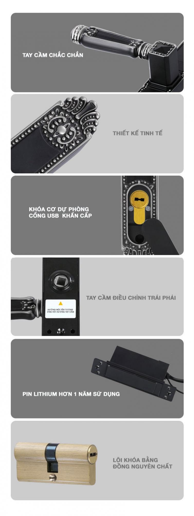 3. Khoá cửa điện tử 5A SBS6000 Dual Plus có thiết kế sang trọng, thẩm mỹ cao