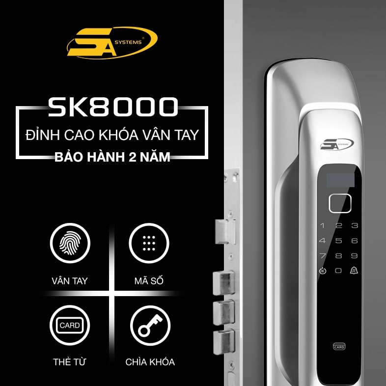 Khoá thông minh 5asystem SK8000 sở hữu 4 phương thức mở khoá tiện dụng
