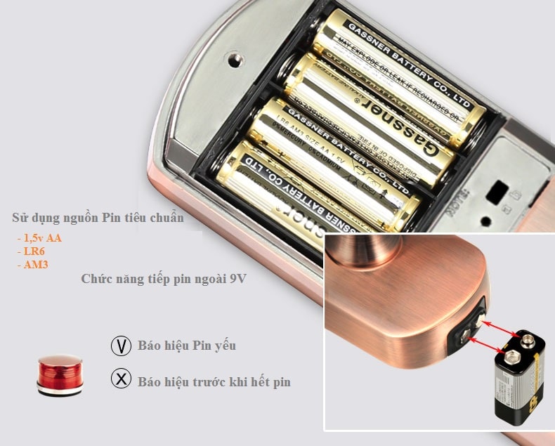 7. Thông tin nguồn điện trên khoá thông minh ADEL 4910