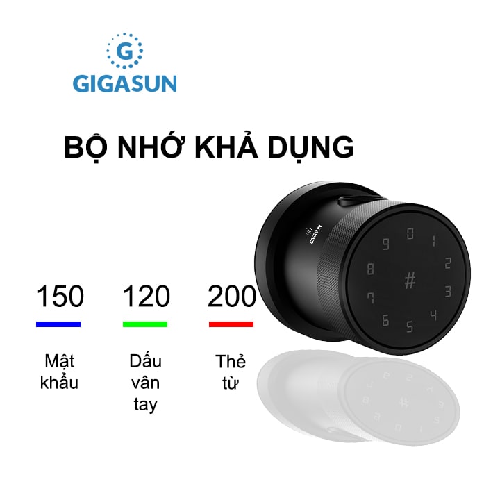 Khoá điện tử tay nắm tròn Gigasun X7 với 5 chức năng mở khoá tiện dụng