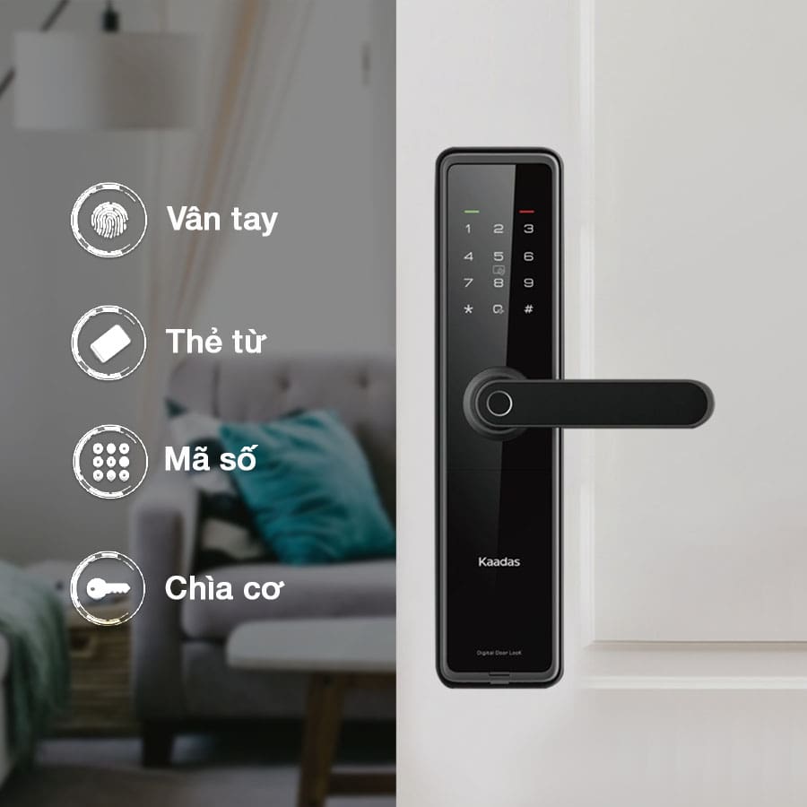 1. Khoá điện tử Kaadas L8 trang bị 4 phương thức mở khoá tiện dụng