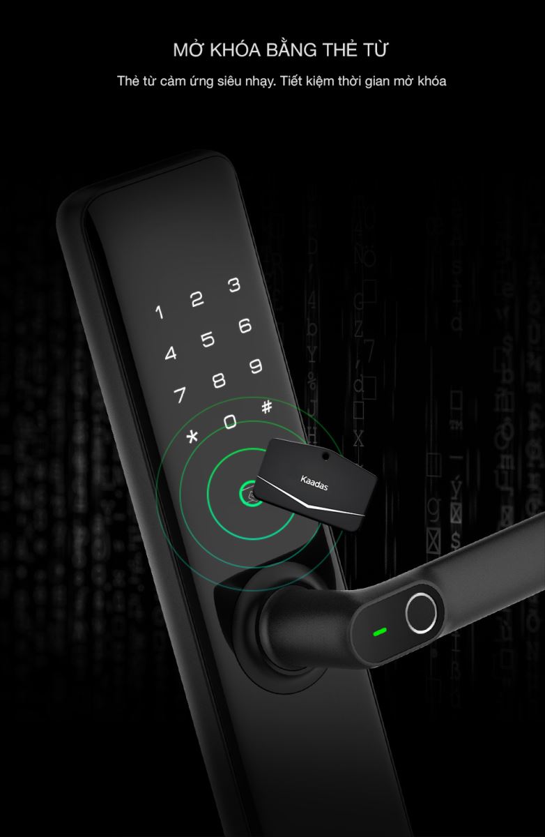 5. Khoá điện tử Kaadas-S8 sử dụng thẻ từ RFID mở cửa nhanh chóng