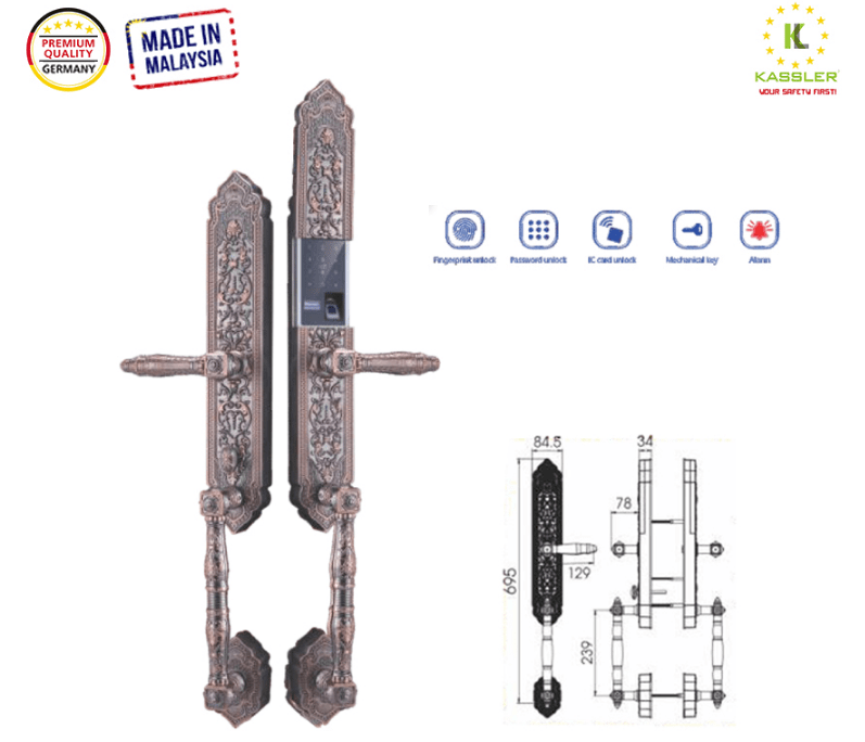 Khoá cửa vân tay tân cổ Kassler KL-989 đẳng cấp, sang trọng độ bền cao