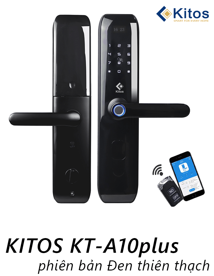 Khoá cửa vân tay Kitos KT-A10 Plus - Mã số, thẻ từ, Wifi điều khiển từ xa 3 1. Khoá cửa vân tay Kitos KT-A10 Plus sở hữu kiểu dáng hiện đại, bền bỉ, thẩm mỹ cao