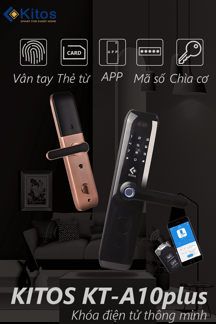 Khoá cửa vân tay Kitos KT-A10 Plus - Mã số, thẻ từ, Wifi điều khiển từ xa 4 2. Đa dạng phương thức mở khoá