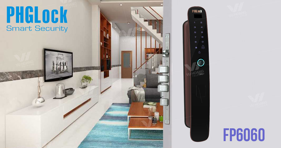 Khoá cửa vân tay - Khoá mã số PHGLock FP6060 lắp đặt trên nhiều loại cửa