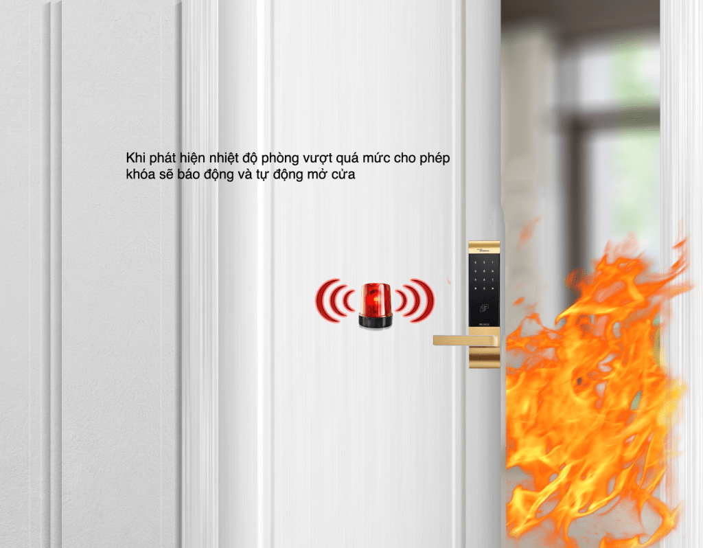 Khoá cửa điện tử - thẻ từ Gateman V300-FH 11 6. Chuông báo động nếu có kẻ xấu đột nhập