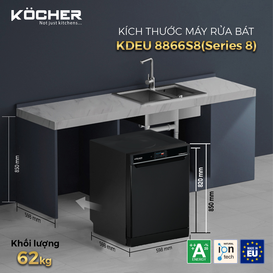 Máy rửa bát Kocher KDEU-8866S8 (SERIES 8) 7 Máy rửa bát Kocher KDEU-8866S8 (SERIES 8)