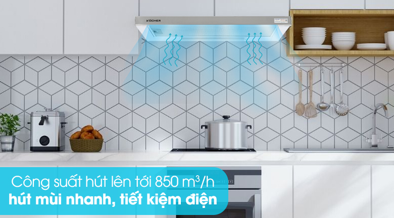 Máy hút mùi âm tủ Kocher K-6270 (70cm) 10 5. Trang bị động cơ tuabin đôi