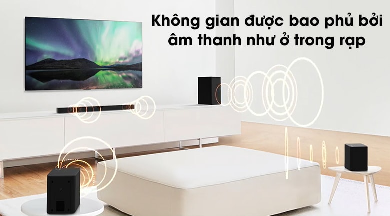 Loa thanh soundbar LG 4.1 SN5R 520W 10 Âm thanh Loa Soundbar SN5R chân thực tràn ngập khắp bên trong căn phòng