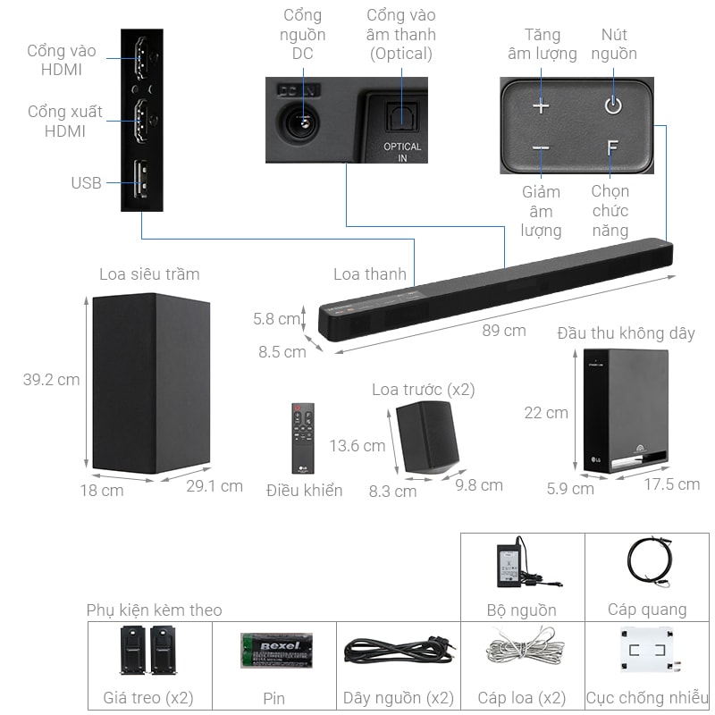 Loa thanh soundbar LG 4.1 SN5R 520W 6 Loa thanh soundbar LG 4.1 SN5R 520W