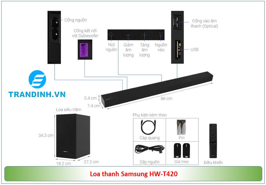 Tổng quan sản phẩm loa thanh Sound Bar SamSung HW-T420