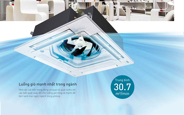 Luồng gió thổi mạnh giúp làm mát đều khắp phòng