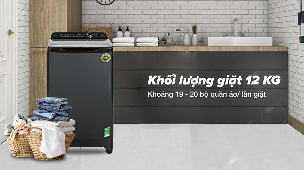 Máy giặt Aqua Inverter 12 kg AQW-DR120HT BK - Khối lượng giặt Khối lượng giặt
