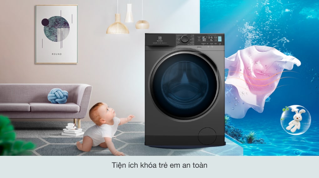 Máy giặt Electrolux Inverter 11 kg EWF1142R7SB 10 9. Máy giặt Electrolux trang bị tiện ích khóa trẻ em, an toàn cho trẻ nhỏ