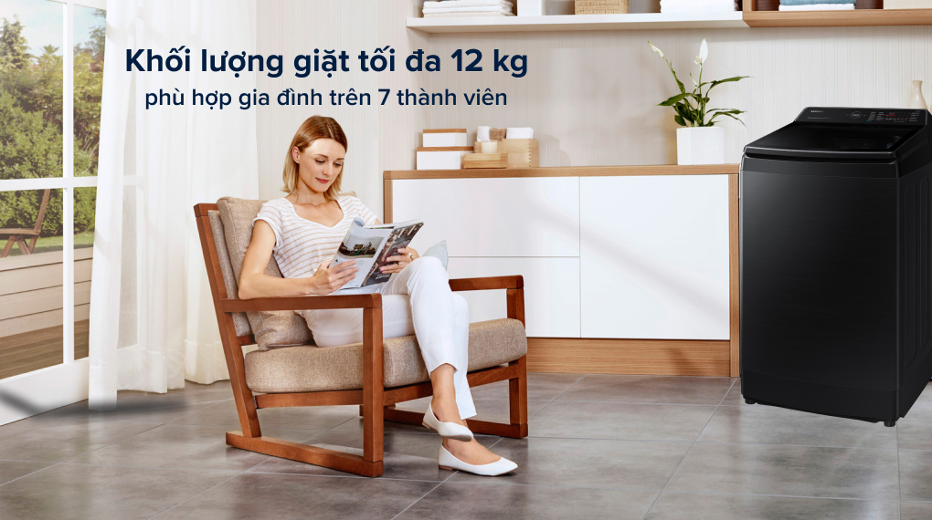 Máy giặt Samsung Inverter 12 kg WA12CG5886BVSV 2 Khối lượng giặt và chương trình giặt trên Máy giặt Samsung
