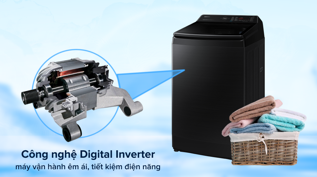 Máy giặt Samsung Inverter 12 kg WA12CG5886BVSV 3 Máy giặt WA12CG5886BVSV Samsung 12 kg Inverter trang bị động cơ tiết kiệm điện