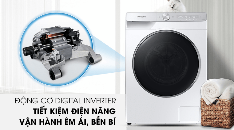 Máy giặt Samsung 9kg AI Inverter WW90TP44DSH/SV 7 Máy giặt Samsung inverter WW 90TP44DSH/SV sử dụng động cơ Digital Inverter tiết kiệm điện năng hiệu quả