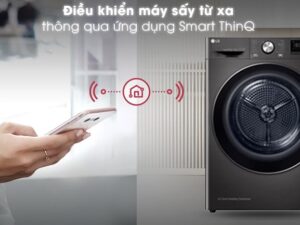 Máy sấy giá rẻ DVHP09B này thì bạn có thể điểu khiển từ xa được thông qua Smart ThinQ