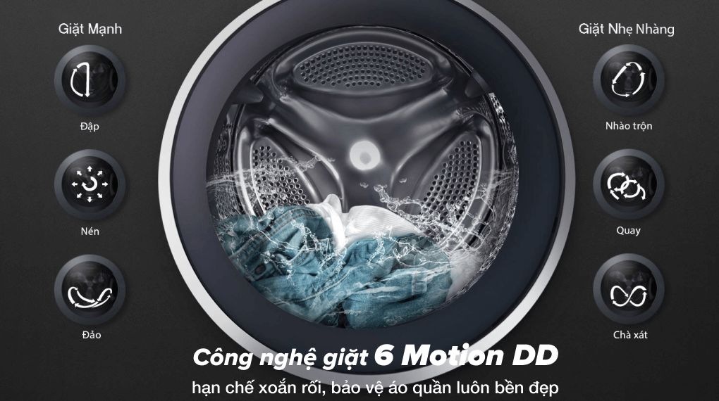 Máy Giặt Sấy LG F2721HVRB Inverter 21 Kg Sấy 12kg - Công nghệ giặt 6 Motion DD
