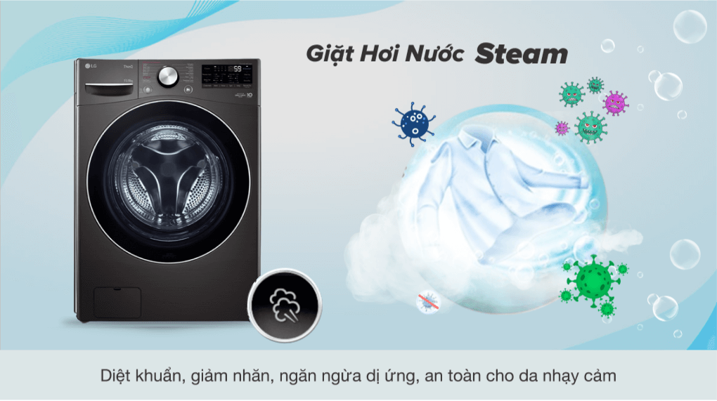 Máy Giặt Sấy LG F2721HVRB Inverter 21 Kg Sấy 12kg - Công nghệ hơi nước Steam