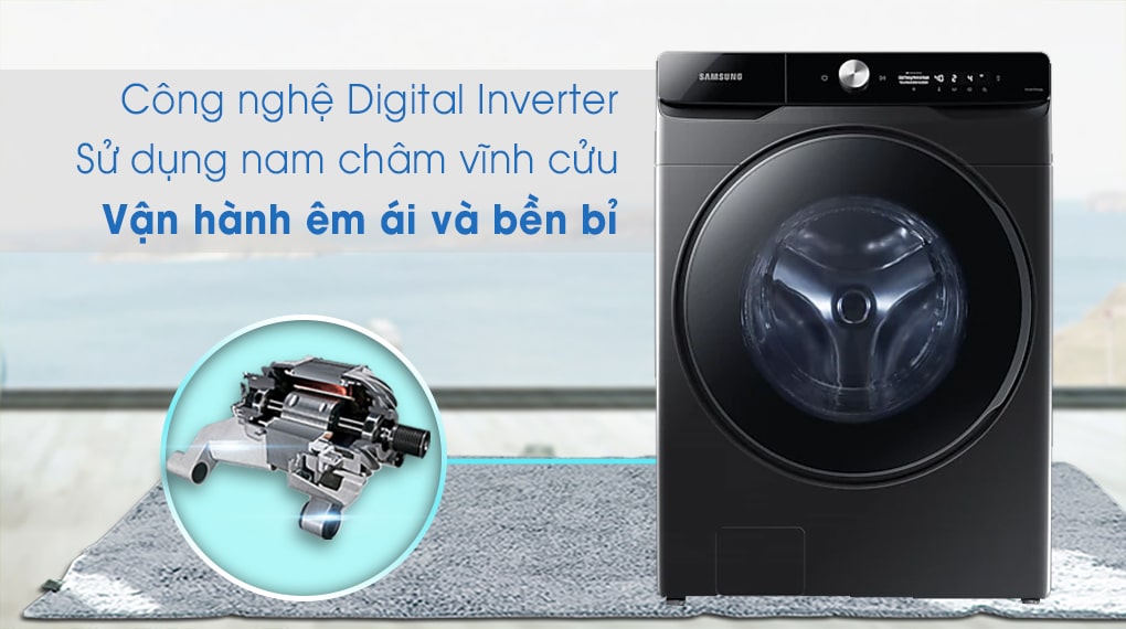 Máy giặt sấy Samsung inverter 21kg WD21T6500GV/SV 5 Công nghệ Digital Inverter tiết kiệm điện năng tối ưu, vận hành êm ái