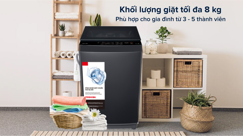 Máy giặt Toshiba 8 kg AW-M905BV(MK) 8 Máy giặt Toshiba 8 kg AW-M905BV(MK) - khối lượng giặt và chương trình giặt
