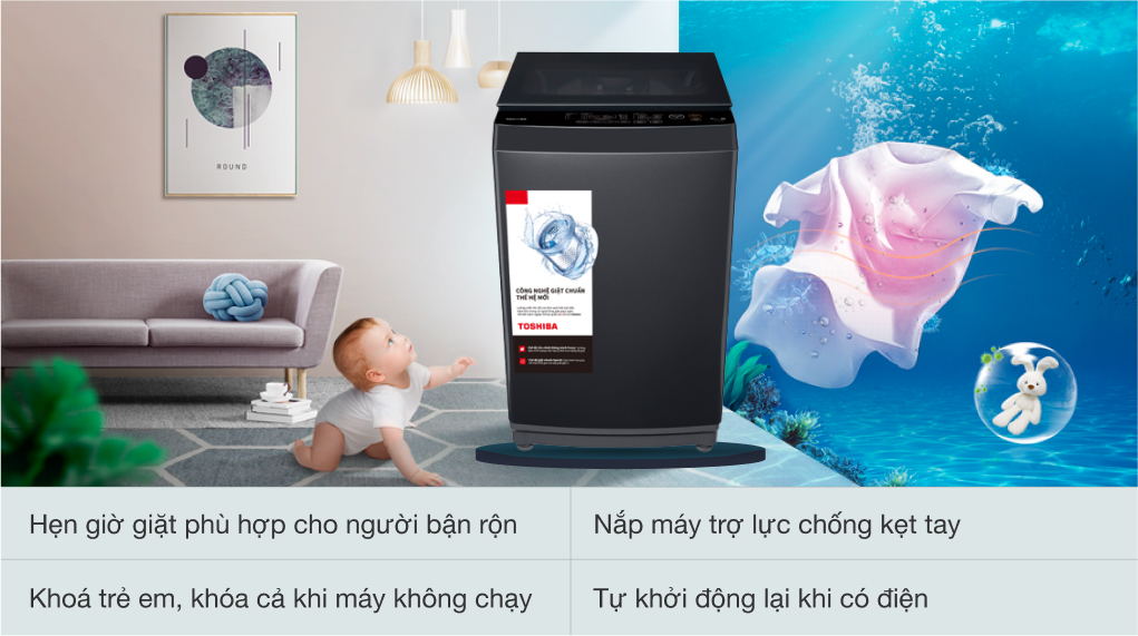 Máy giặt Toshiba 8 kg AW-M905BV(MK) 7 Tiện ích của máy giặt Toshiba 8 kg AW-M905BV(MK)