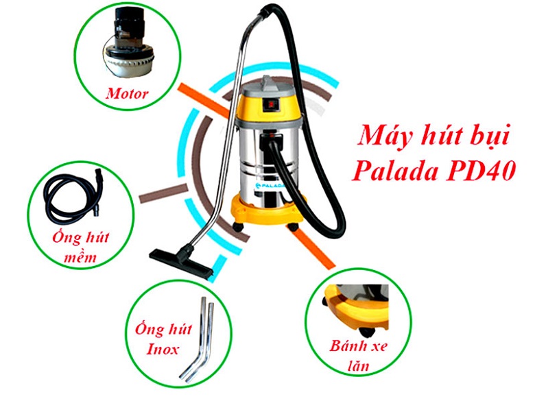 Máy hút bụi hút nước Palada PD40 5 3. Ưu điểm nổi bật của máy hút bụi nhà xưởng PALADA PD40